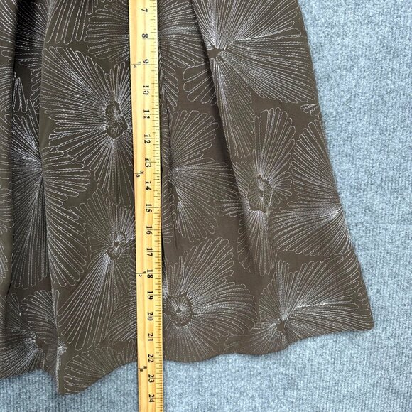 Talbots Brown Silk Pleated Skirt Metallic Floral Pockets Quiet Luxury 10P NEW - Picture 12 of 12